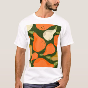 Camiseta Peras, folhas: papel de parede colorido.