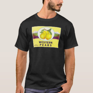 Camiseta Peras Ocidentais - Rótulo da Fruta de Vintagem