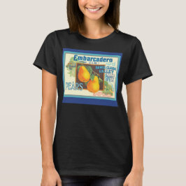 Camiseta Peras Papais noeis Vintage Rótulo de Fruta Clara T