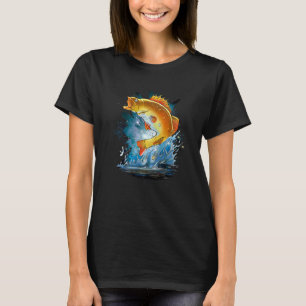 Camiseta Perca de pesca salta da água pescador