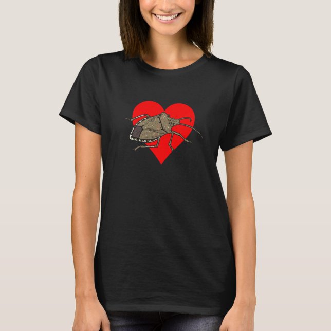 Camiseta Percevejo Marmoreado Marrom Coração Entomologista  (Frente)