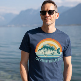 Camiseta Perch Fishing Custom Text Retro Sunrise Sunset