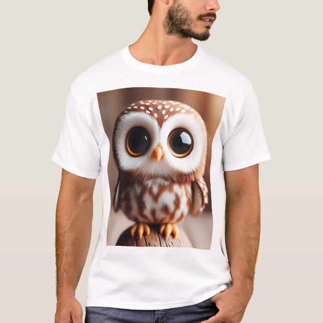 Camiseta Perched Wonder — Whimsical Little Owl (Frente)