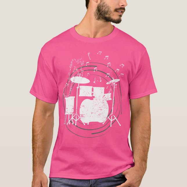 Camiseta Percussion Musical Drummer Set Music Notes D (Frente)