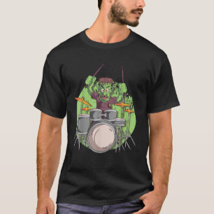 Camiseta Percussionista Baterista Zumbi Tocando Bateria Dia