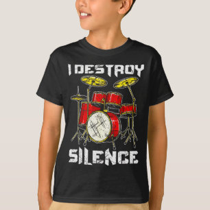 Camiseta Percussionista de Bateria Bateristas Eu Destruo Si
