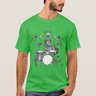 Camiseta Percussionista Esqueleto Baterista Halloween Rock