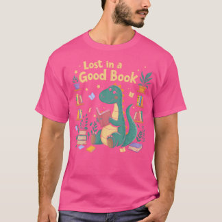 Camiseta Perdido Em Um Bom Livro Dino Reader Cute Dinossaur