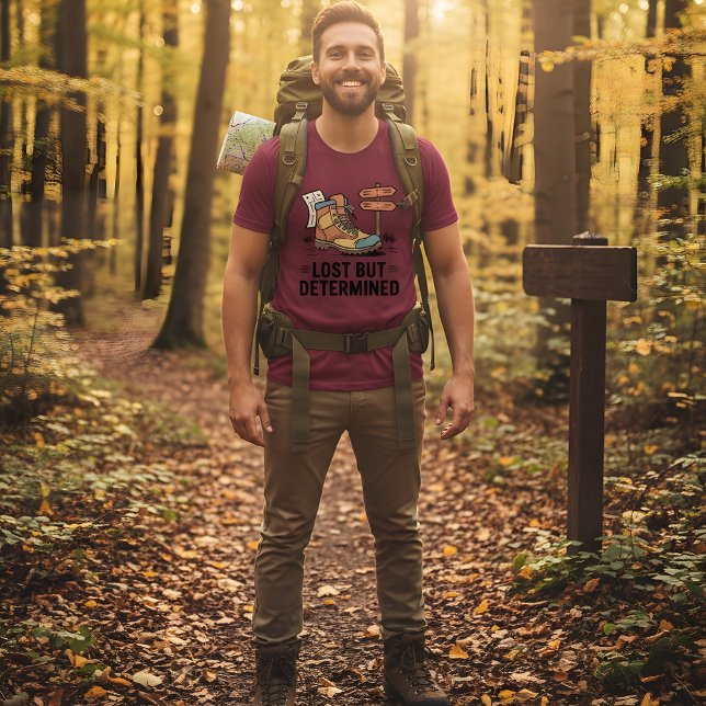 Camiseta Perdido Mas Determinado – Design de Bota de Hiking (Criador carregado)