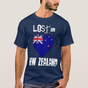 Camiseta Perdido no coração da bandeira de Nova Zelândia