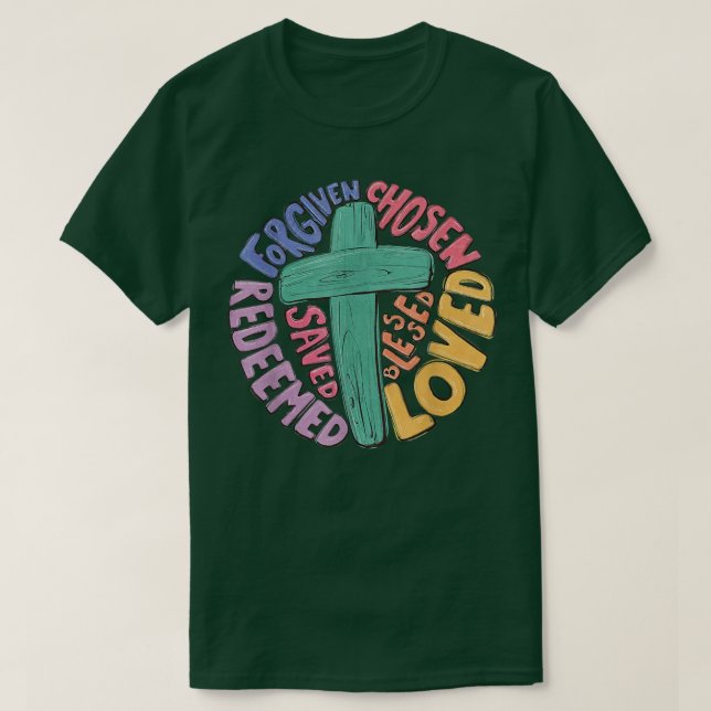 Camiseta Perdoado, Amado, Amado, Redenhado Jesus Christian  (Frente do Design)
