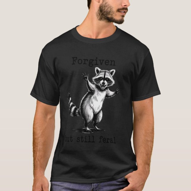 Camiseta Perdoado Mas Ainda Feral Fé Cristã Engraçado Rac (Frente)