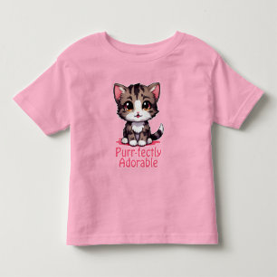 Camiseta Perfeitamente Adorável Chibi Kawaii Gatinho Rosa