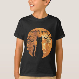 Camiseta Perfeitamente Assustador Gato Preto no Halloween