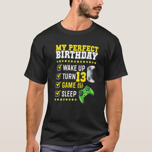 Camiseta Perfeito De Festa de aniversário 13 Para Jogador D (Frente)