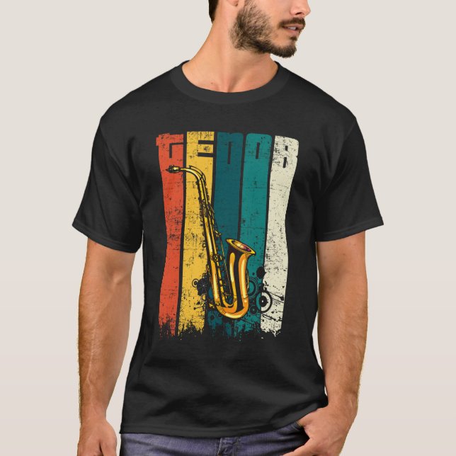 Camiseta Perfeito Jazz Tenor Saxofone Legal Sax Musical Gif (Frente)