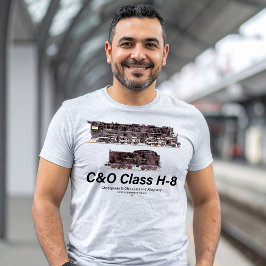 Camiseta Perfil da locomotiva a vapor C&O Classe H-8 Allegh