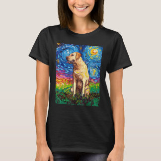 Camiseta Perfil de Labrador Amarelo Arte noturna estelar po