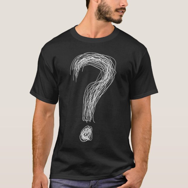 Camiseta Pergunta Confusa Rabisco Marca de Interrogação Cao (Frente)