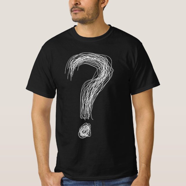 Camiseta Pergunta Confusa Rabisco Marca de Interrogação Cao (Frente)