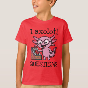 Camiseta Perguntas bonitas eu Axolote azteca Oh Não botão v