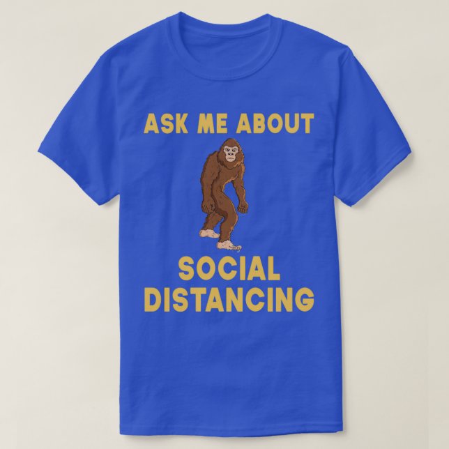 Camiseta Pergunte-Me Sobre Distância Social (Frente do Design)