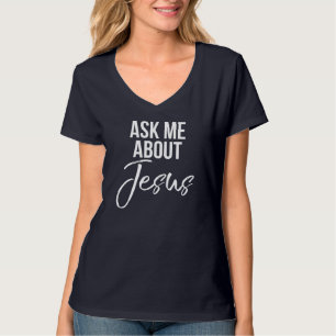 Camiseta Pergunte-Me Sobre Jesus Vintage Faith Christian De