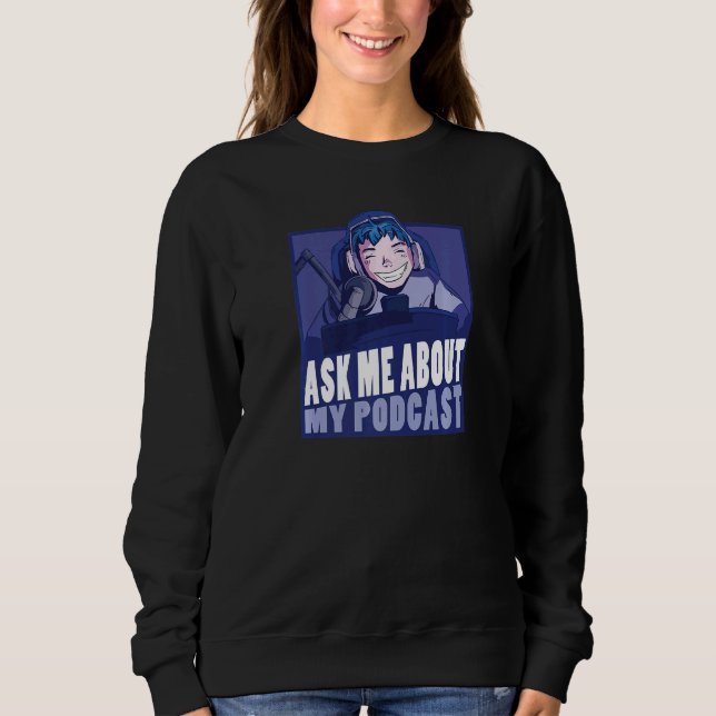 Camiseta Pergunte-me Sobre Meu Microfone Principal de Podca (Frente)
