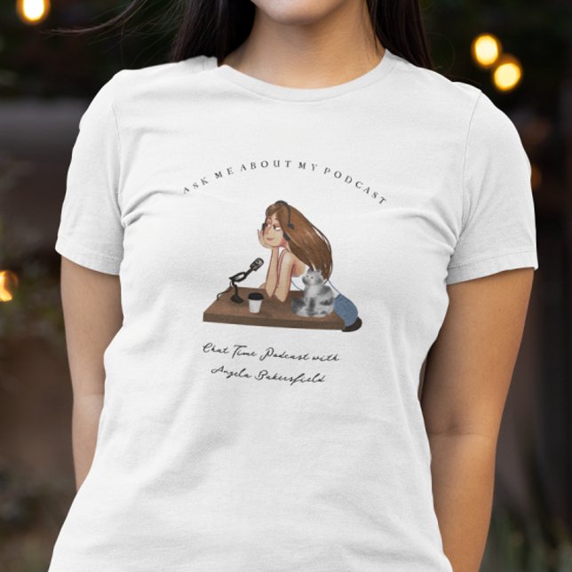 Camiseta Pergunte-me Sobre Meu Podcast | Monogram Podcaster (Criador carregado)
