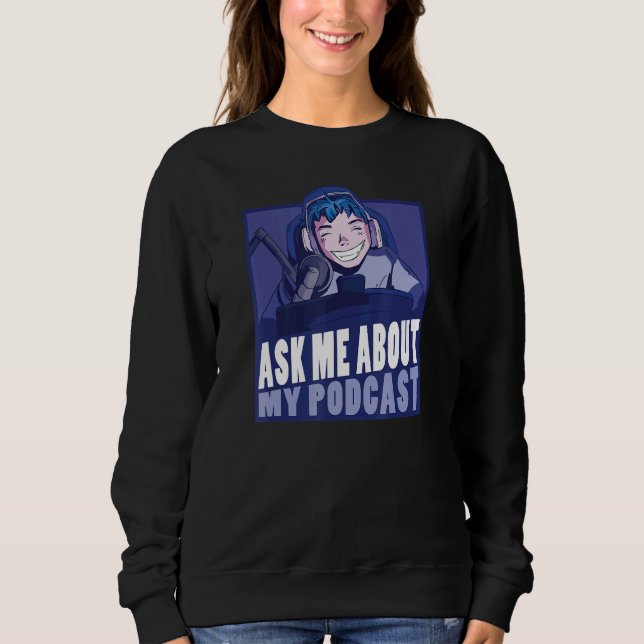 Camiseta Pergunte-Me Sobre O Meu Microfone Líder Podcaster  (Frente)