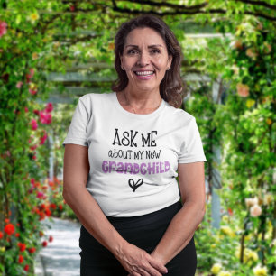 Camiseta Pergunte-Me Sobre O Meu Novo Avô, Faux Glitter Ro