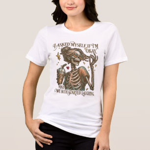 Camiseta Perguntei a Mim Mesmo Se Estou Bem Esqueleto Café
