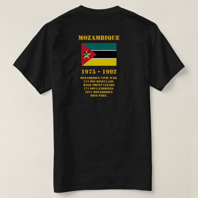 Camiseta Perigo Minas, Moçambique (Verso do Design)