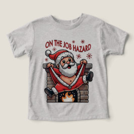 Camiseta Perigo no Trabalho Papai Noel em Chamas