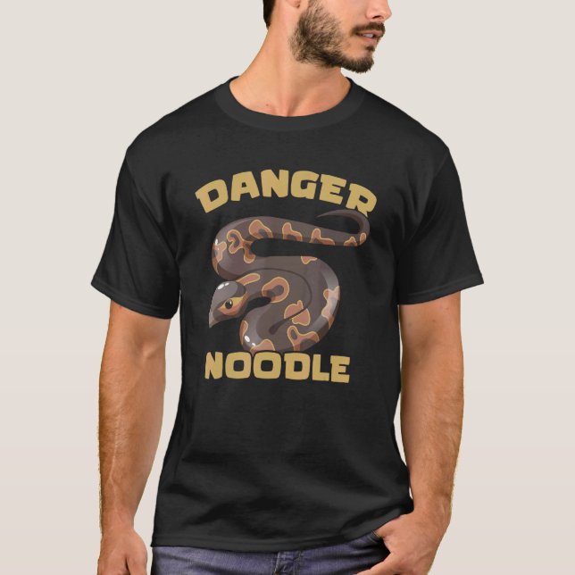 Camiseta Perigo Noodal Ball Python Cobra Réptil Serpente (Frente)