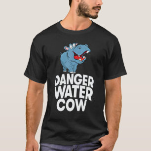 Camiseta Perigo Vaca de Água Mulheres Hipopótamo Festa 1