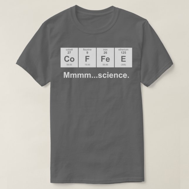Camiseta Periodic Table of Coffee White  (Frente do Design)