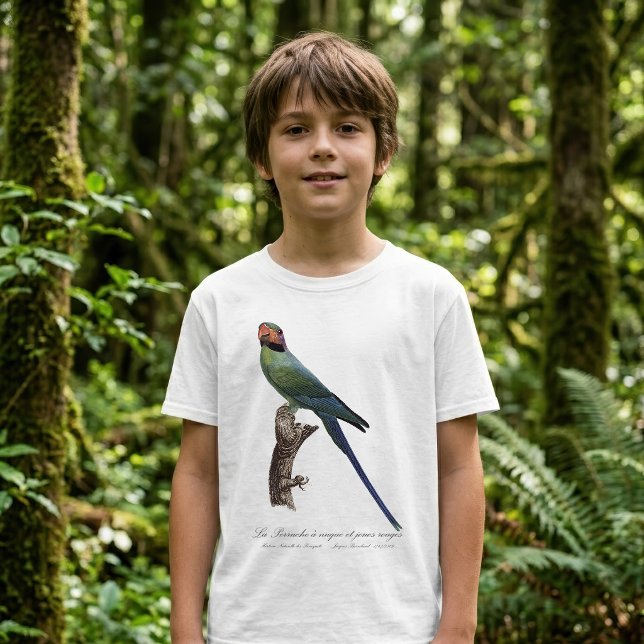 Camiseta Periquito-de-cauda-longa, Psittacula Longicauda (Long-Tailed Parakeet, Psittacula Longicauda. Boy Basic White T-Shirt)