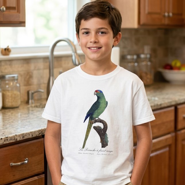 Camiseta Periquito-de-testa-laranja, Eupsittula Canicularis (Orange-Fronted Parakeet, Eupsittula Canicularis. Boy Basic White T-Shirt)