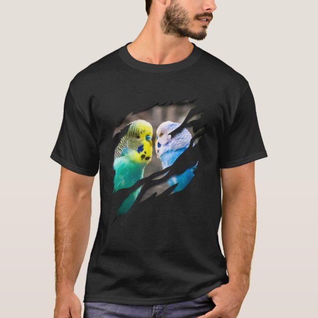 Camiseta periquito estético de papagaio com efeito estriado (Frente)