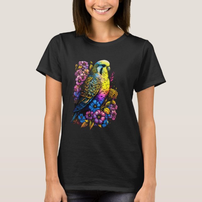 Camiseta Periquito Mãe Flor Periquito Periquito Ave Mãe  (Frente)