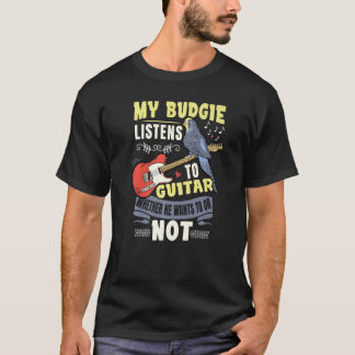 Camiseta Periquito toca guitarra Papagaio Periquito-domésti