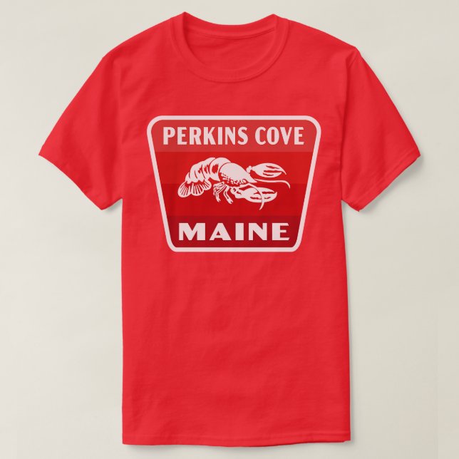 Camiseta Perkins Cove Maine Crachá Vermelho (Frente do Design)