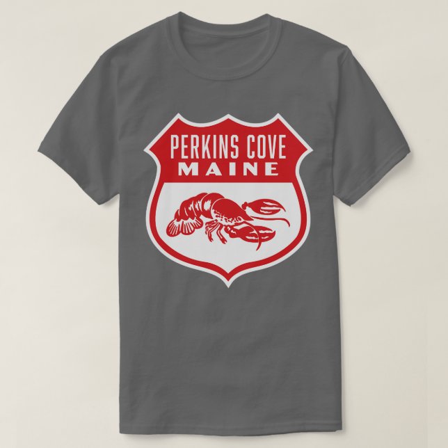 Camiseta Perkins Cove Maine Retro Shield Red (Frente do Design)