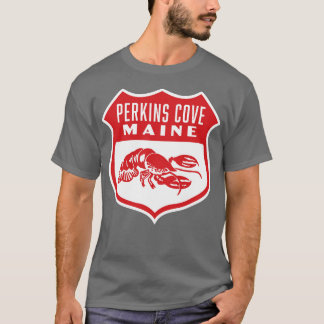 Camiseta Perkins Cove Maine Retro Shield Red