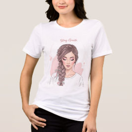 Camiseta Permaneça Gentil - Ilustração Floral de Cabelo Tra