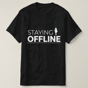 Camiseta PERMANECENDO OFFLINE Ícone de Peixe Gráfico para P