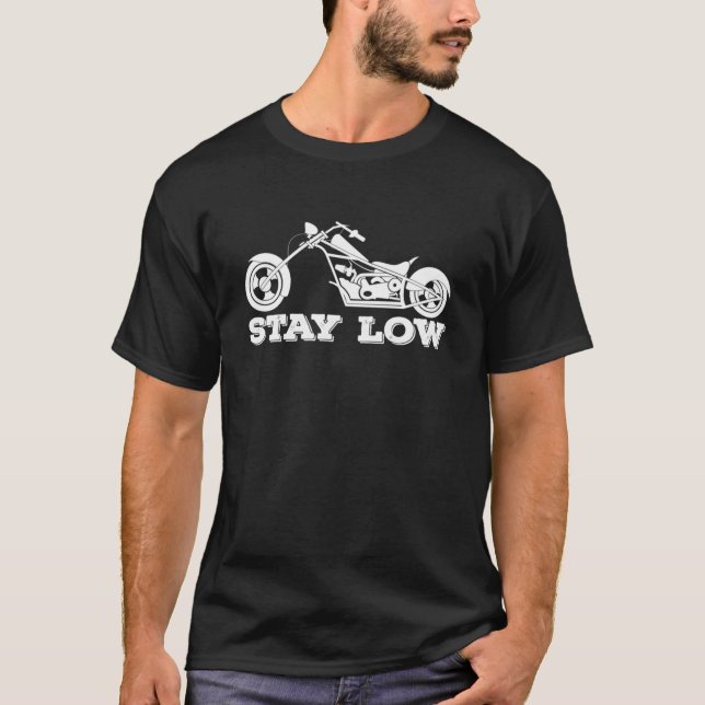 Camiseta Permanecer Baixo - Motor de Bicicleta Biker de Cho (Frente)