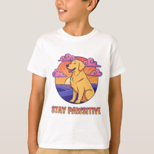 Camiseta Permanecer Pawsitivo Retriever Dourado Pôr do Sol 