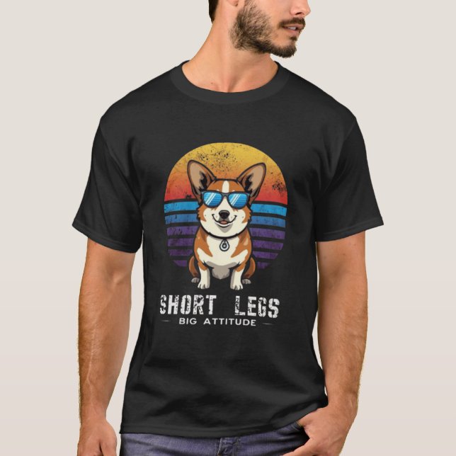 Camiseta Pernas Curtas Grande Atitude | Amante de Corgi Eng (Frente)